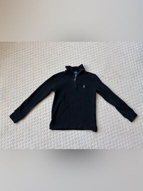 Ralph Lauren Boys Black Quarter-Zip Polo Sweater